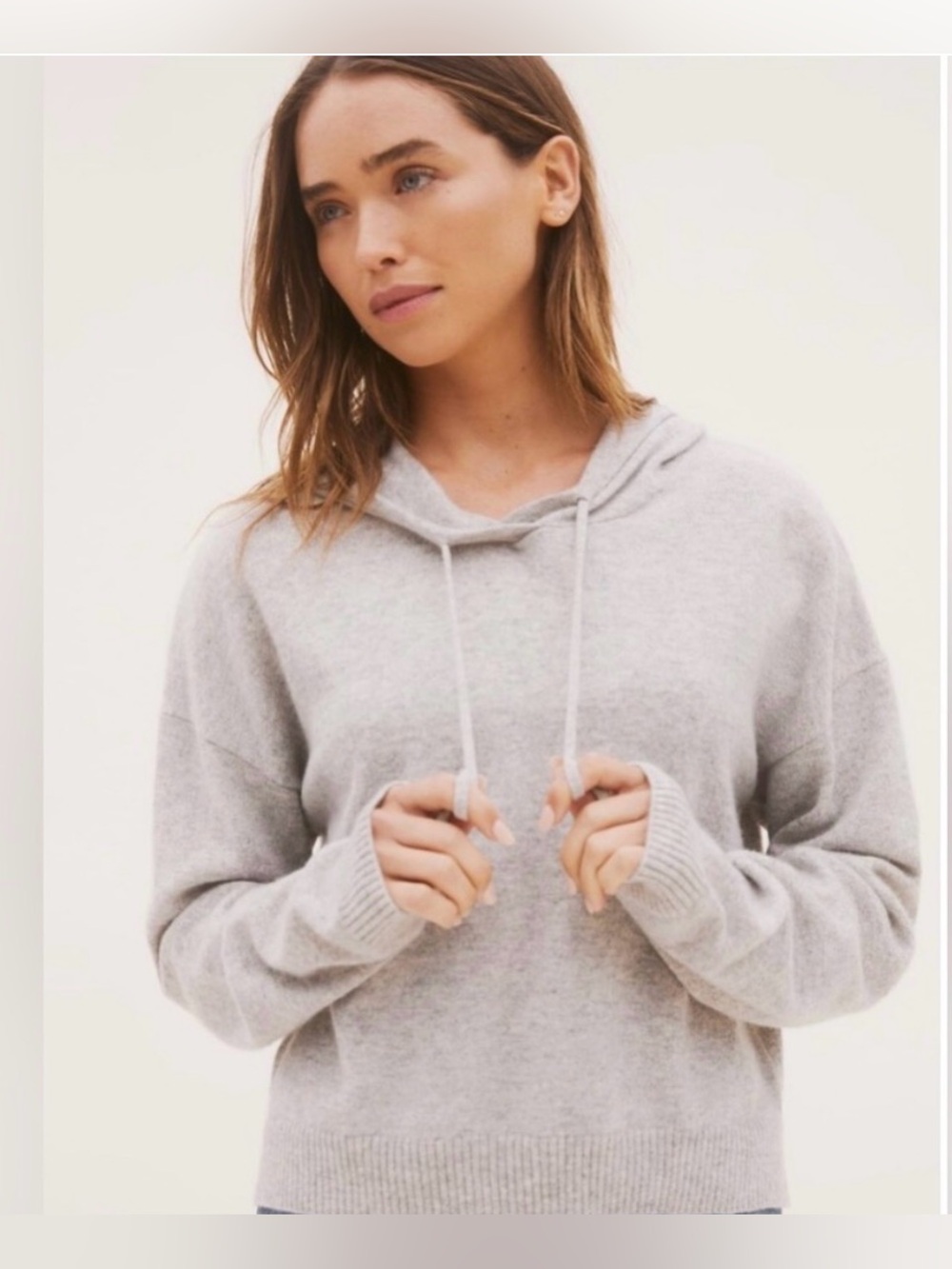 REFORMATION Recycled Cashmere Hoodie Sweater in Gray - size XL